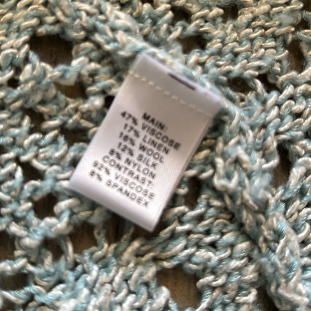 St. John knitted crochet blue draped cardigan sweater size M - Picture 7 of 10